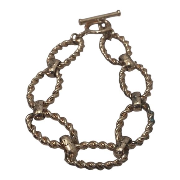 Rope Link Gold Tone Fashion Bracelet 8 Inch Long 0.5 Inch Wide - Picture 1 of 3